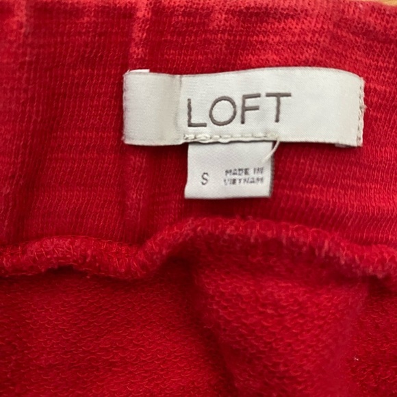 LOFT Womens Knit Mini Skirt Size Small Red Elastic Tie Waist Pockets Cotton - Picture 3 of 7